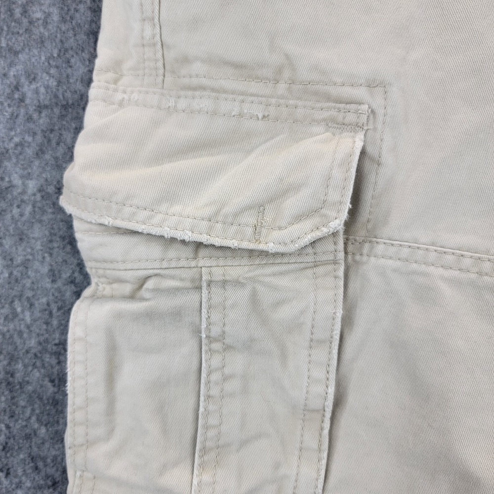 Abercrombie Fitch Shorts Mens 32 Khaki Tan Heavy Cargo Distressed Military Y2K - Picture 4 of 14